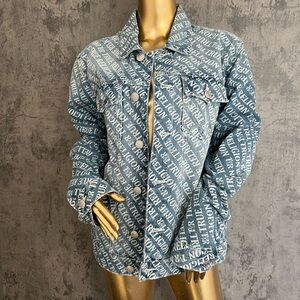 True Religion Light Blue Logo Denim Jacket